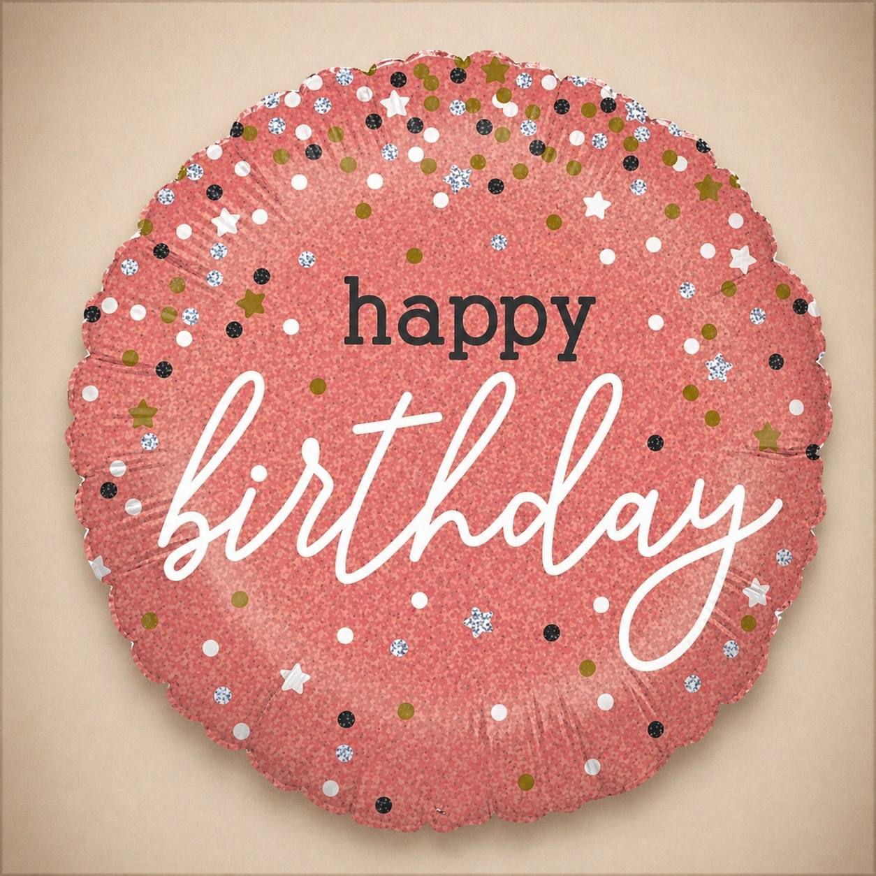 18" Happy Birthday Rose Confetti Foil Balloon