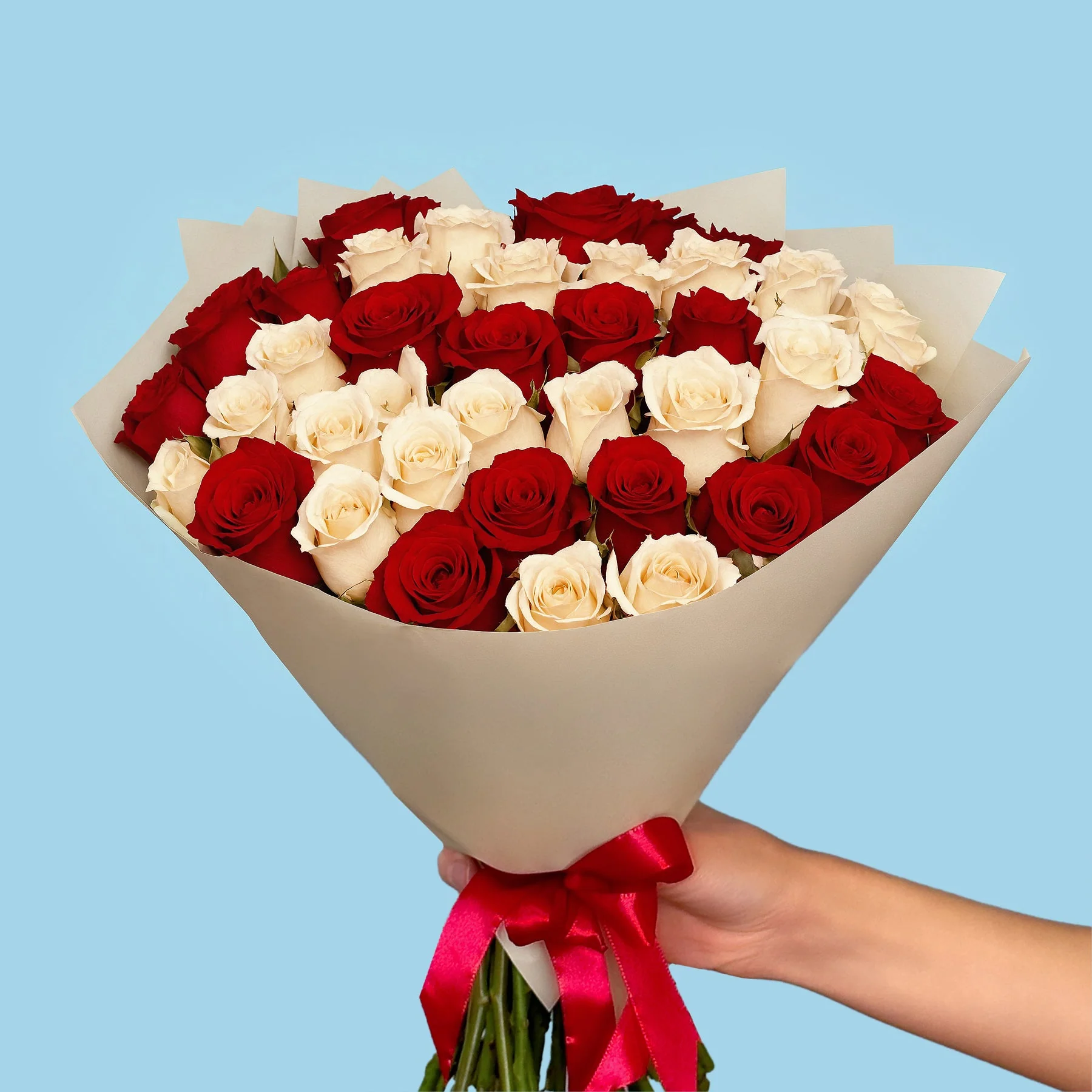 50 White and Red Roses - Image 3