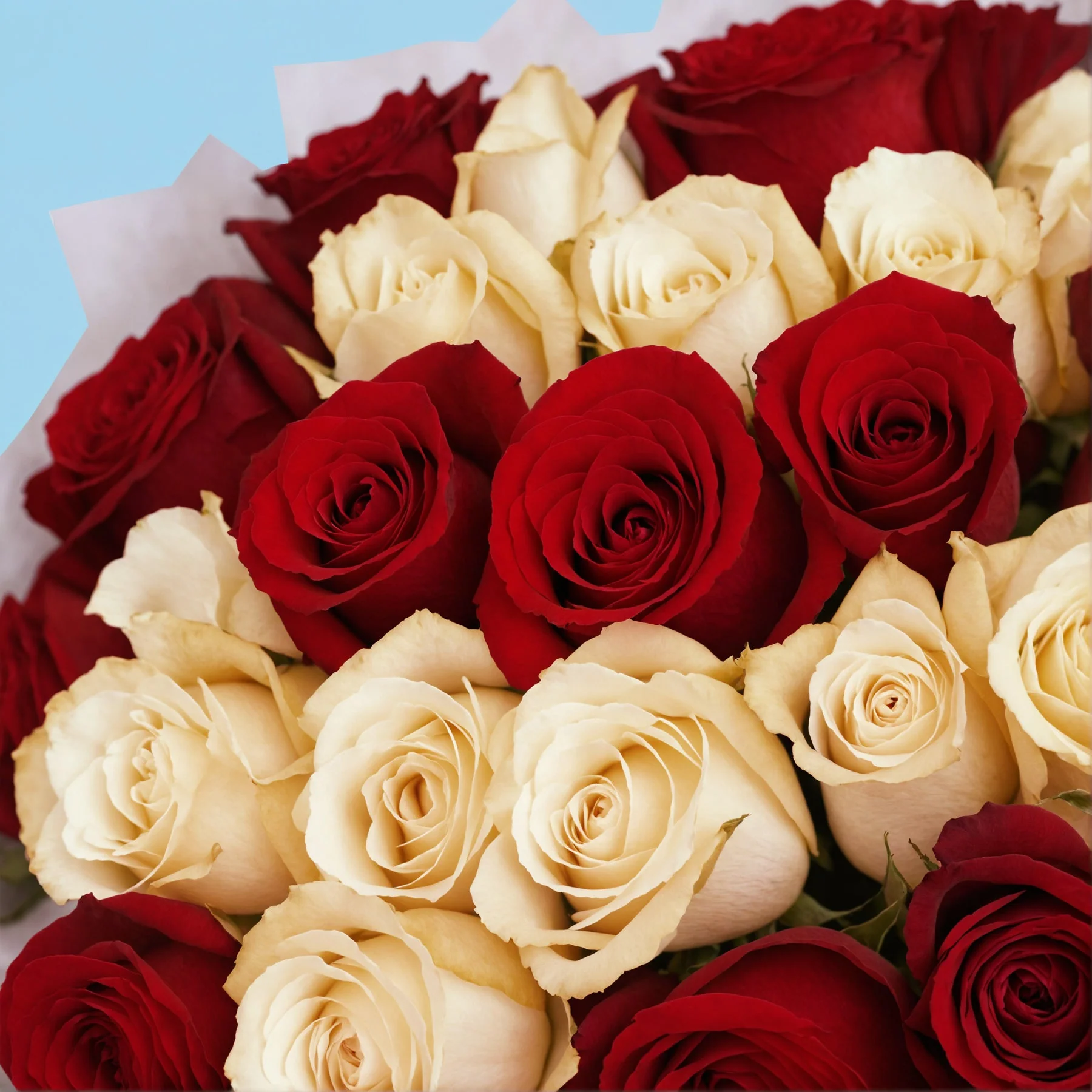 50 White and Red Roses - Image 4