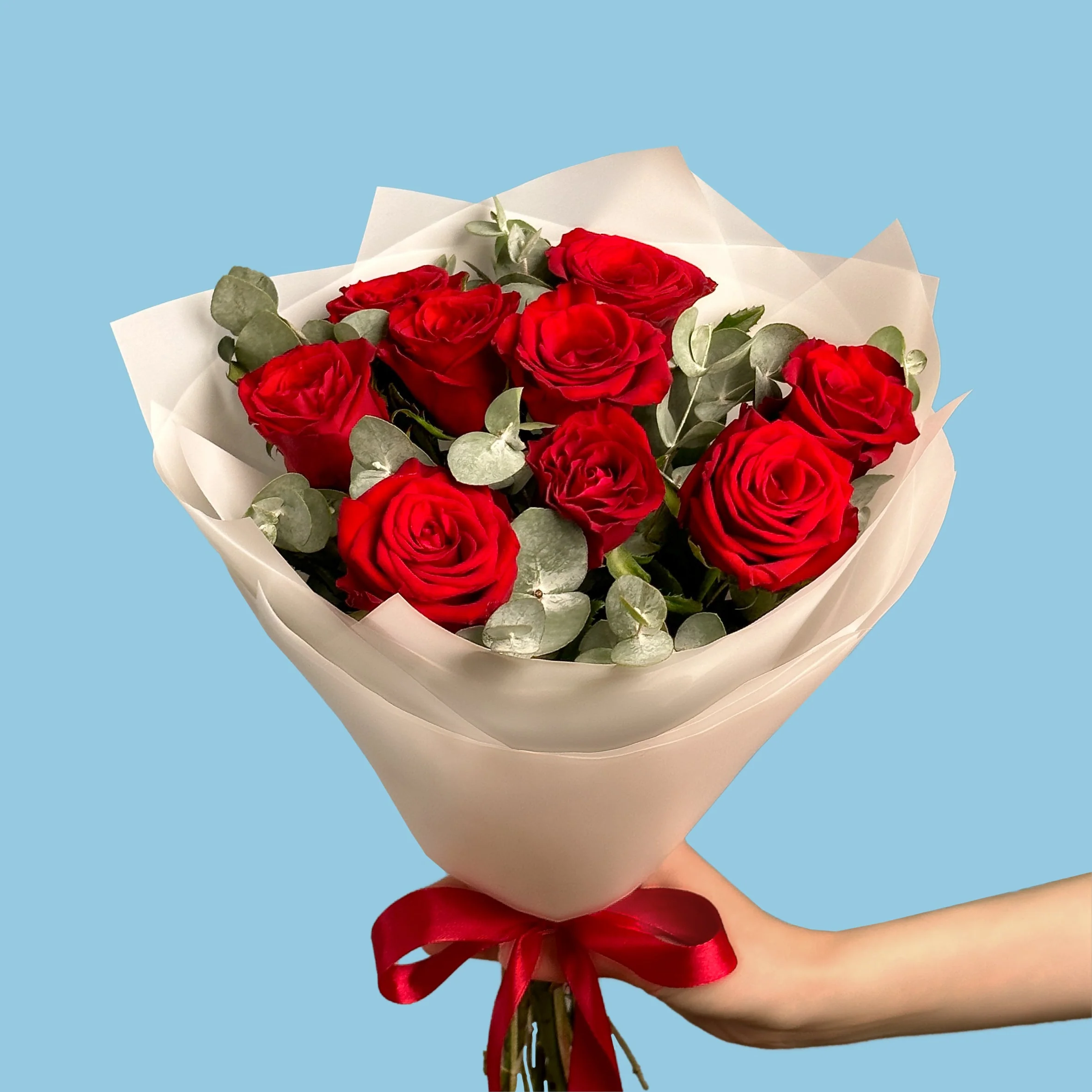 Red Roses With Eucaliptus - Image 2