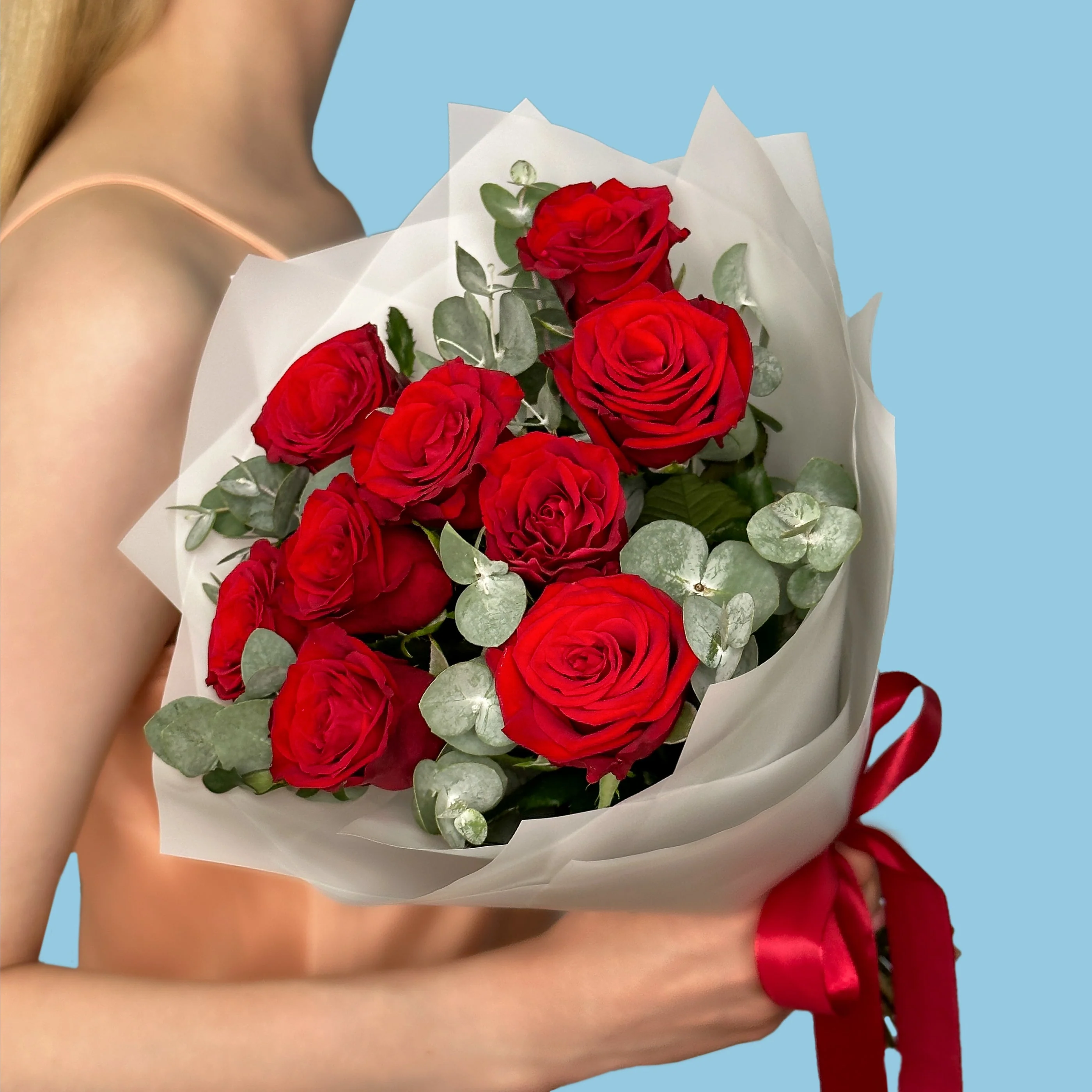 Red Roses With Eucaliptus - Image 4